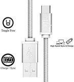 LAX 6 Feet USB Type C to USB Braided Nylon Cable for Samsung Galaxy Google LG 6 3 Pack Silver