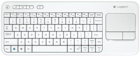 Logitech Living-Room Keyboard K400 Wireless Keyboard with Built-In Touchpad (White) | Logitech