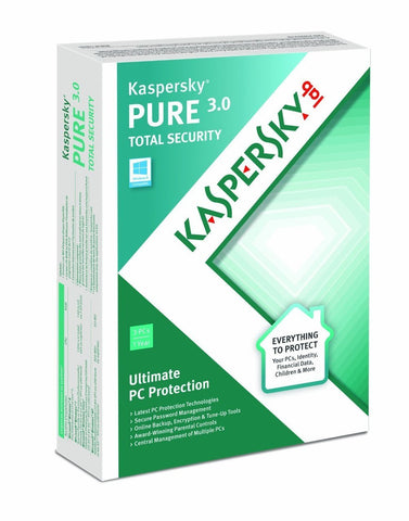 Kaspersky Pure Total Security Version 3.0 - 3 Users Download - TechSupplyShop.com