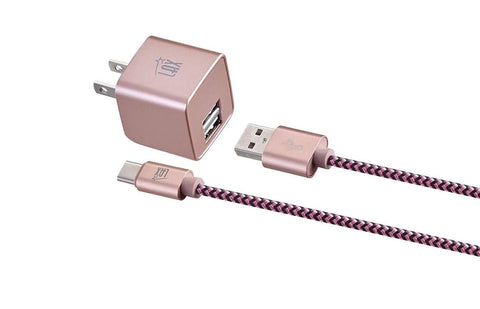 LAX Dual USB Fast Wall Charger with 6Ft. USB-C, or Micro-USB Braided Cable | LAX Gadgets