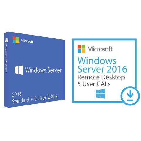 Microsoft Windows Server 2016 Standard 16 Core + 5 User CALs + 5 RDS CALs